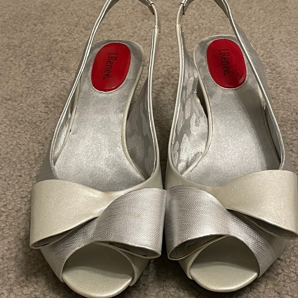 J Renee Silver Bow Kitten Heel